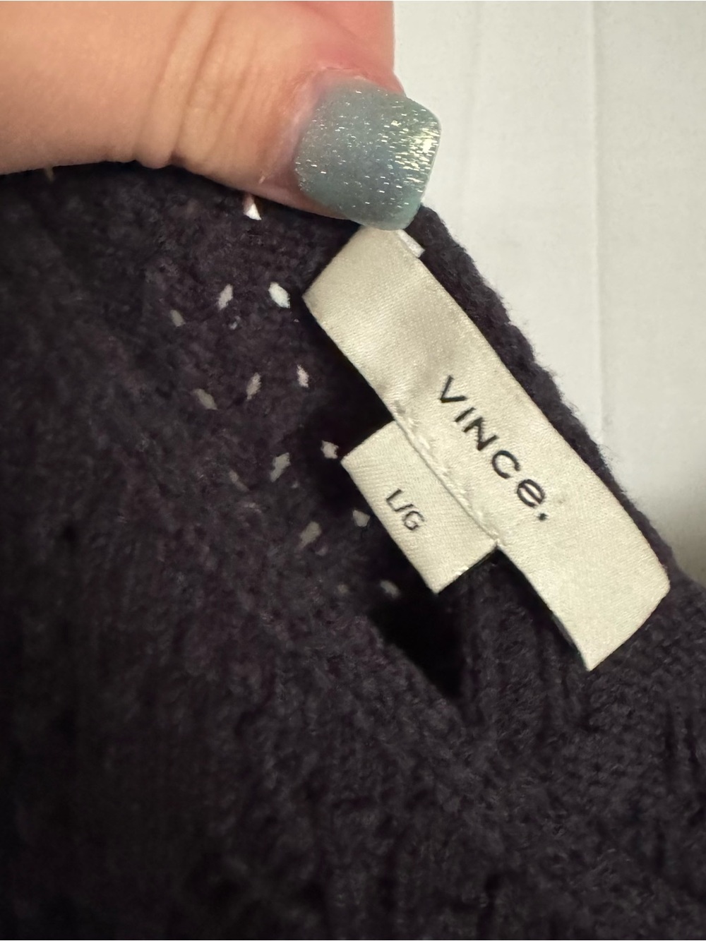 Vince Navy Blue Lace Stitch Crochet Knit Tank Camisole Size L - Picture 3 of 3